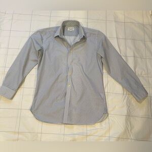 Ted Baker White and Navy Micro-Pattern Dress Shirt